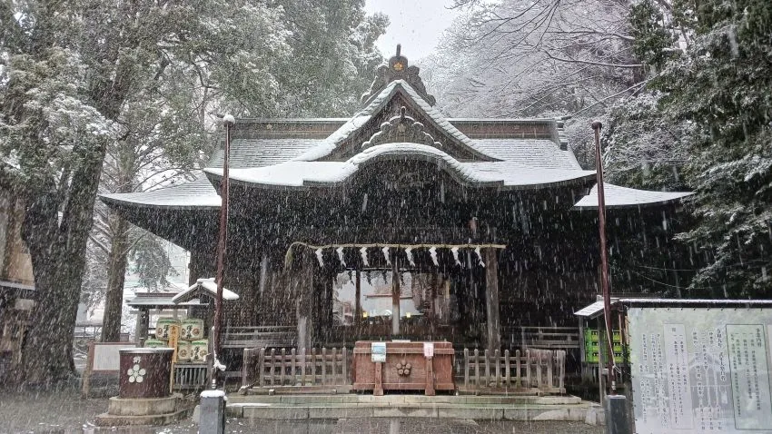 谷保天満宮 雪化粧 拝殿