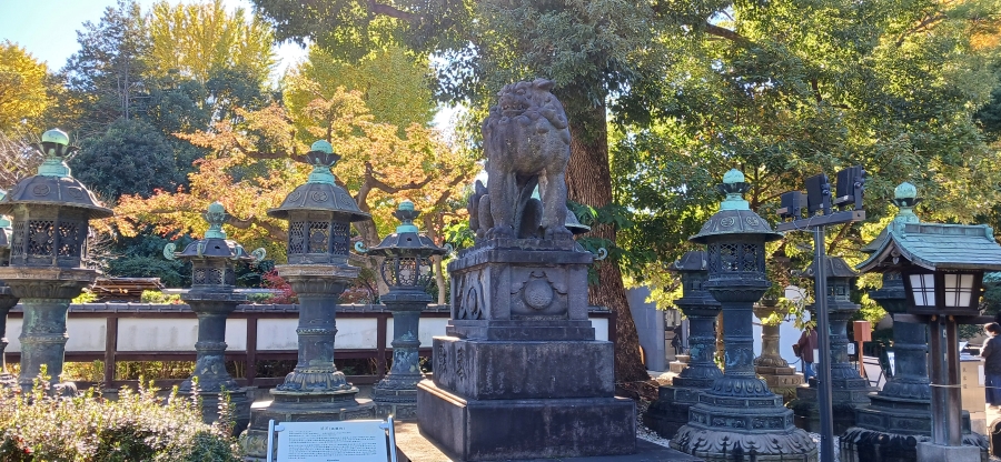 上野東照宮 狛犬と銅灯籠