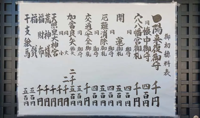 穴八幡宮 お守りリスト