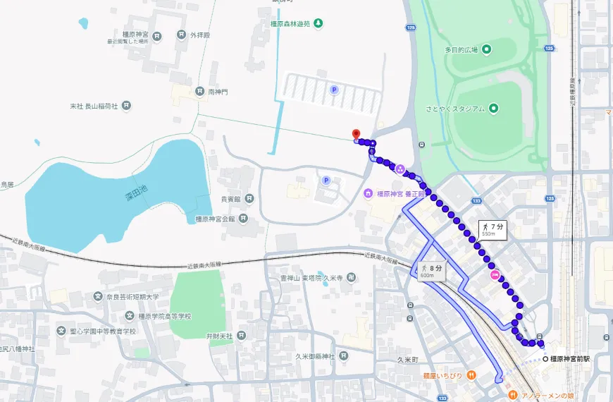 橿原神宮前駅 徒歩マップ